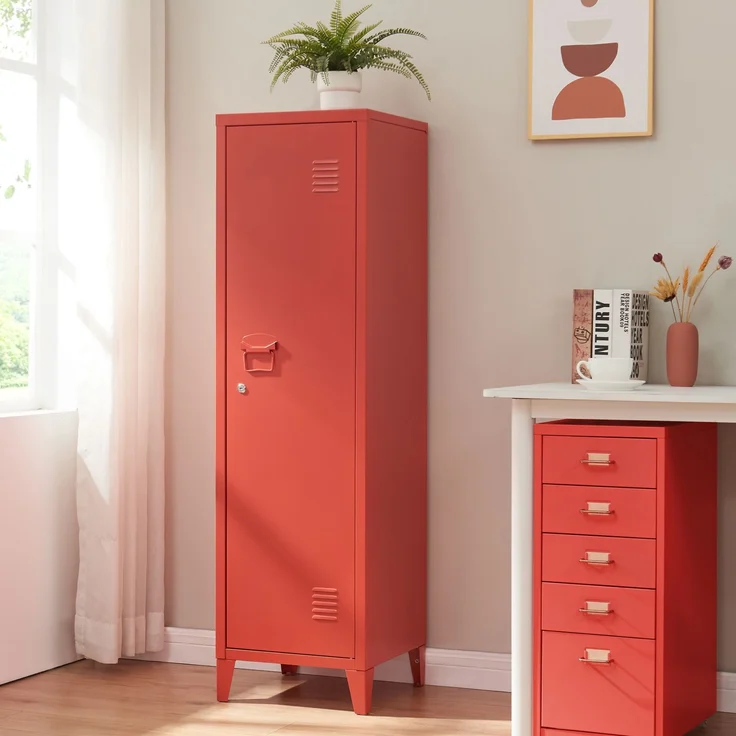Einzelspind Kurikka 137x38x38 cm Rot [en. casa] – Bild 1