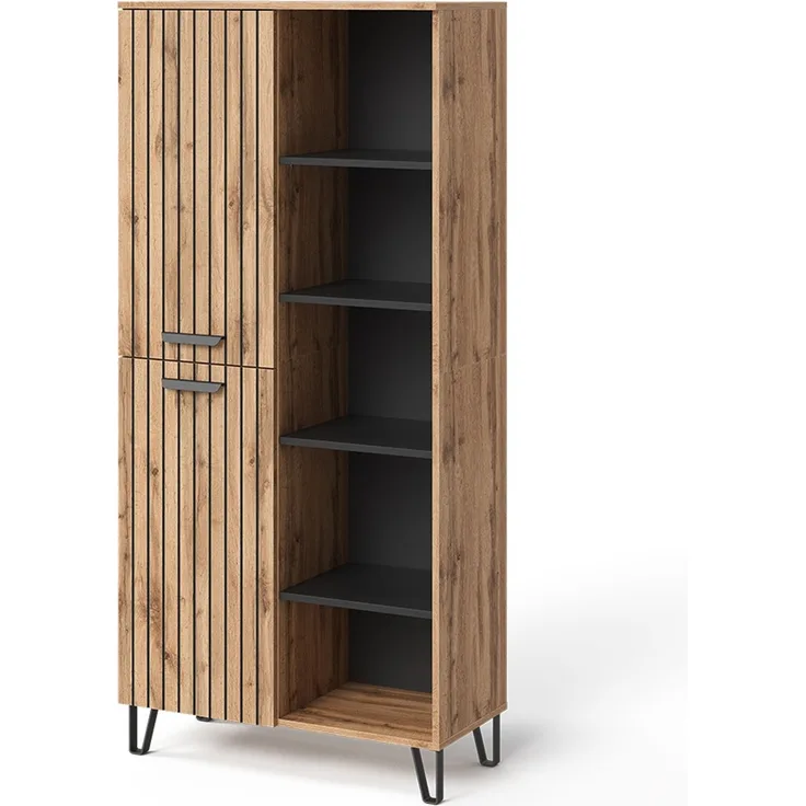 Garderobe Amber Eiche Wotan 80 x 172 cm mit 5 offenen Fächern Vicco