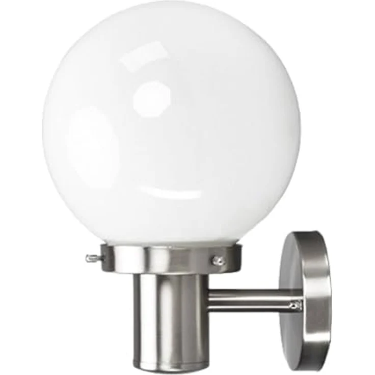 Lindby Samuel, spritzwassergeschützte Wandleuchte für Außen, moderne Aluminium-Edelstahloptik, 1-flammig E27, IP44 – Bild 1