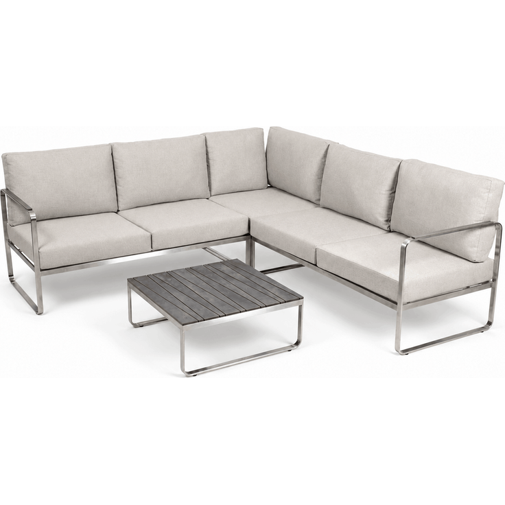 greemotion 'Sydney' Lounge-Set, 4-teilig, Edelstahl-Ecksofa-Set mit Tisch und Polstern