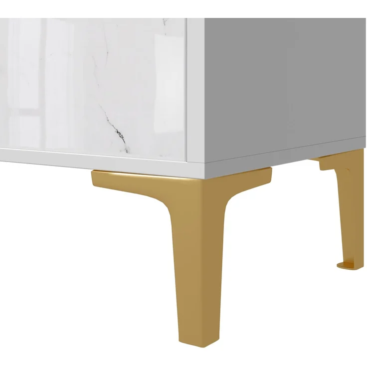 ZUBALIYA Vitrine, mit Schubladen, mit Stauraum, mit LED-Beleuchtung, mit App-Steuerung, H 170 × T 38 × B 75 cm, Weiß, MDF / Spanplatte – Bild 20