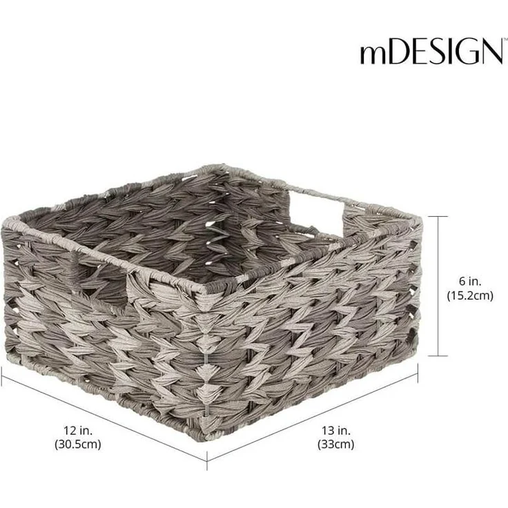 mDesign Aufbewahrung Flechtkorb Schrankkorb Regalbox Organizer 3er Set Grau Mix – Bild 2