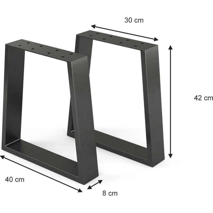 Tischbeine Schwarz 40 x 42 cm Trapezförmig Vicco – Bild 3
