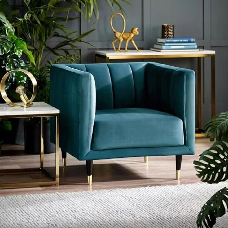 Julian Bowen Salma Stuhl mit gewellter Rückenlehne, Blaugrün, Einheitsgröße – Bild 1