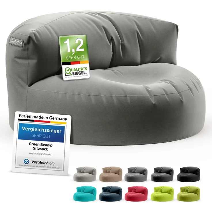 Green Bean® Sitzsack Sofa mit Füllmaterial - Lounge im Sitzsack-Design 90x50cm mit ergonomischer Rückenlehne & waschbarem Bezug - Indoor und Outdoor geeignet in Grau – Bild 8