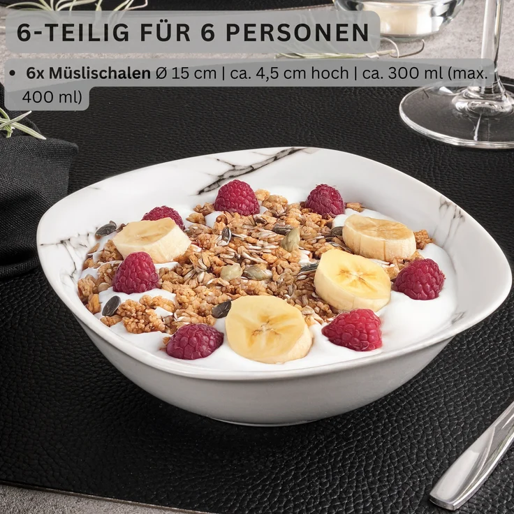 SÄNGER Müslischalen Set Bilgola Marmor Design 6 teilig – Bild 2