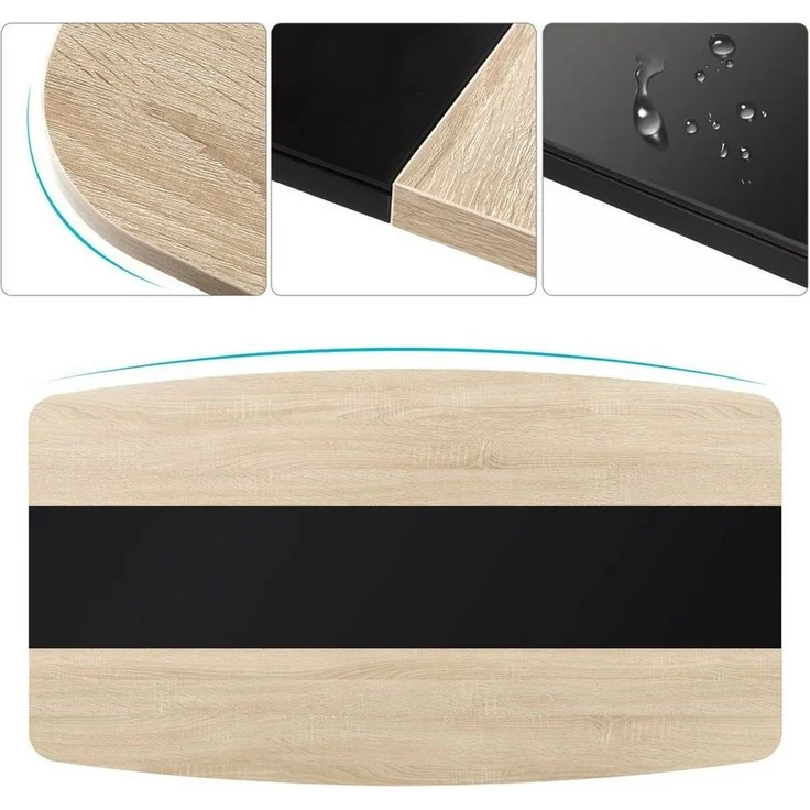 Mondeer Esstisch Esszimmertisch, Glastischplatte Verstellbare Metallbeine, 150 x 85 x 76.5 cm, Eiche – Bild 3