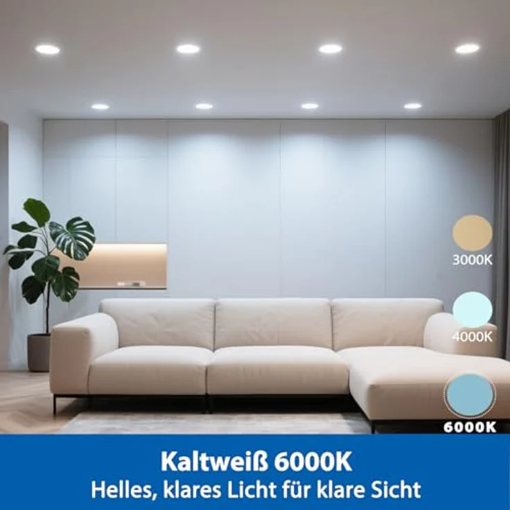ZIZZLER 40er Set LED Einbaustrahler 230V, Flach 68-80mm, Kaltweiß 5W 6000K, IP44 für Badezimmer und Feuchträume – Bild 3