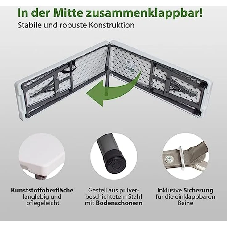 Bierzeltbank für 4 Personen Kunstoff weiß 180 cm klappbar Klappbank Partybank Bierbank – Bild 4