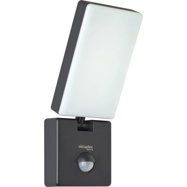 Oktaplex lighting LED Außen-Wandleuchte LED Außenlampe mit Bewegungsmelder schwenkbaren Leuchtkopf 800lm IP65, Bewegungsmelder, LED fest integriert, Warmweiß, flexible Außenlampe IP65 Leuchte 10W 800lm anthrazit – Bild 1