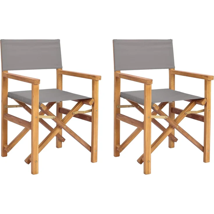 vidaXL Regiestuhl 2 stk. Braun und Hellgrau Massives Teakholz 42032680 – Bild 2