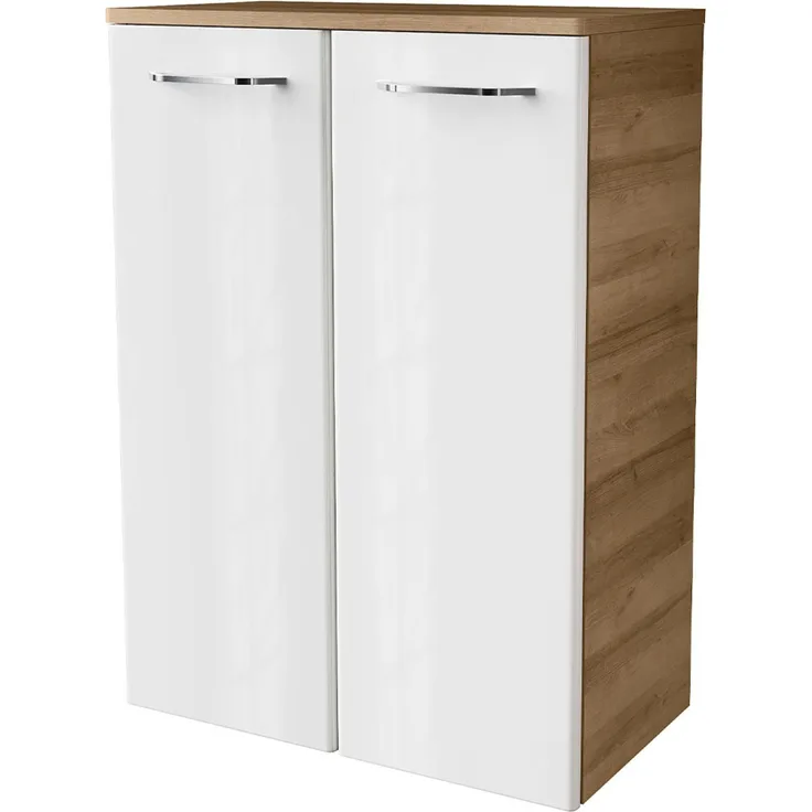 Fackelmann MILANO Doppel Midischrank 60 cm, Braun hell/Weiß