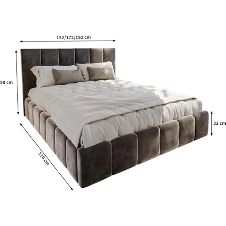 MASSENO Polsterbett Taranto, Creme, 180x200 cm, mit gepolstertem Kopfteil und Stauraum, stabiler Holzrahmen – Bild 3