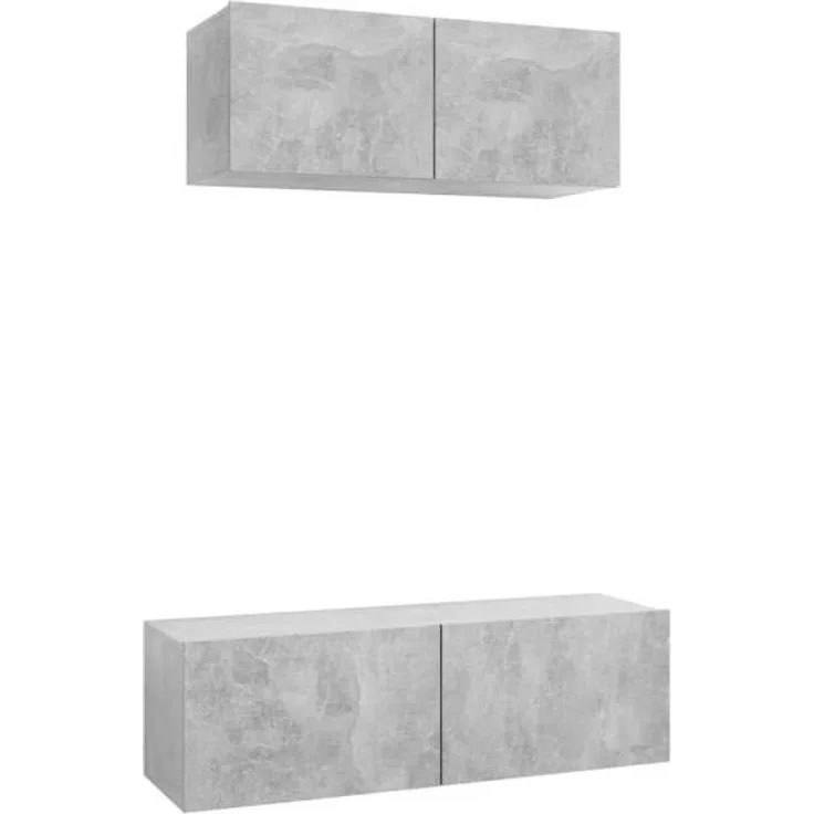 vidaXL 2-tlg. TV-Schrank-Set Betongrau Spanplatte [3079122]