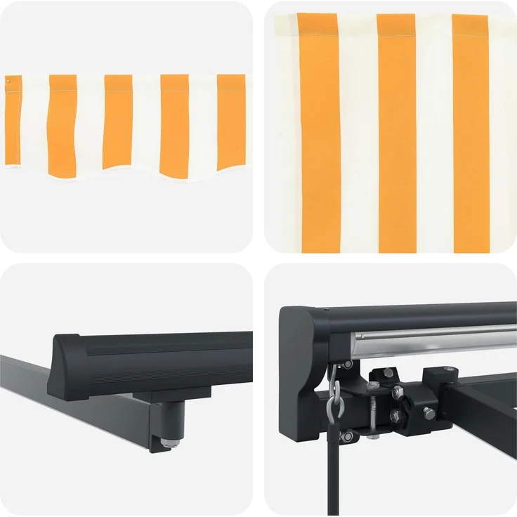 vidaXL Manueller Markisenrahmen mit LEDs Gelb und Weiß 4,5 × 3 m 3420878 – Bild 6