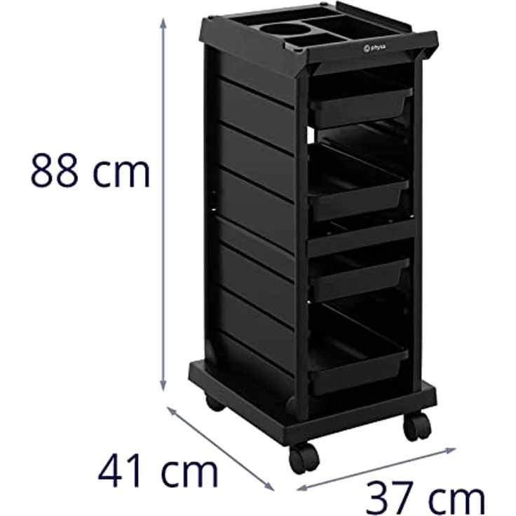 Physa Rollwagen Rollbarer Friseurtrolley Friseurwagen Kosmetikwagen 4 Schubladen 10 kg – Bild 6