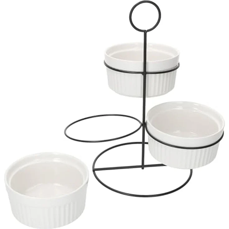 MamboCat Etagere Bianca 3er Set Porzellan-Schalen Set mit Ständer Etagere Dips Dessert, Porzellan – Bild 2