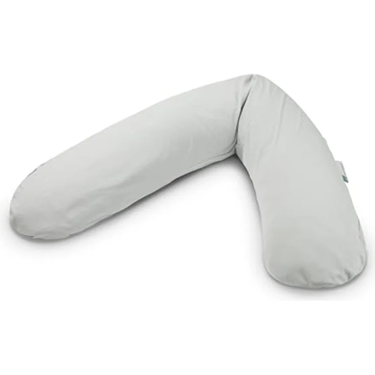 Theraline Das Original Schwangerschafts- & Stillkissen | gefüllt mit sandfeinen Original-Mikroperlen | inkl. Außenbezug Grau Bio-Jersey | 190 cm – Bild 2