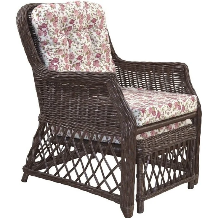Rattansessel, Relaxsessel mit ausziehbarem Fußteil, handgeflochten, braun – Bild 4