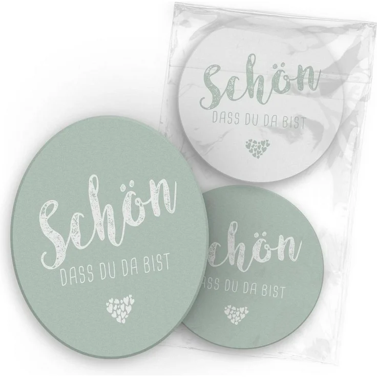 itenga Bierdeckel itenga 40x Bierdeckel Untersetzer "Schön dass du da bist" eukalyptus g