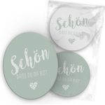 itenga Bierdeckel itenga 40x Bierdeckel Untersetzer "Schön dass du da bist" eukalyptus g