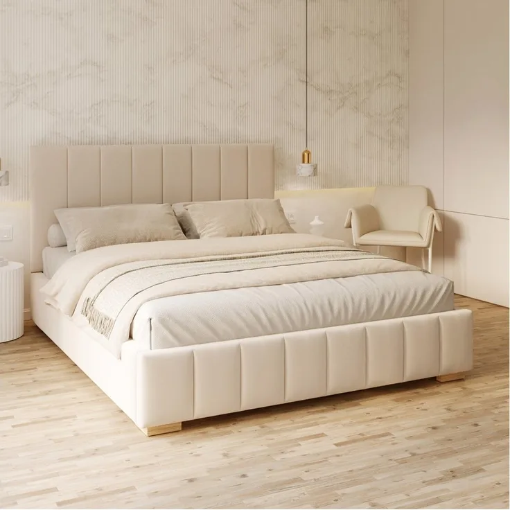FDM Polsterbett modern mit Bettkasten MADE IN EU - mit hochwertigem Velours Bezug (verfügbar 90x200 120x200 140x200 160x200 180x200cm, Bettrahmen, Bett, mit großen gepolsterten Kopfteil, mit Bettkasten zum aufklappen), Hebbarer Metallrahmen, Bettkasten...