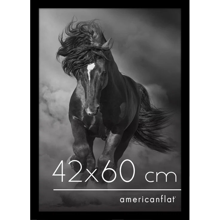 Americanflat Bilderrahmen 42x60 cm aus MDF-Holz mit bruchsicherem Plexi-Scheibe - Bilderrahmen 60x42 cm mit integrierter Aufhängung - für vertikale oder horizontale Wandmontage - Schwarz