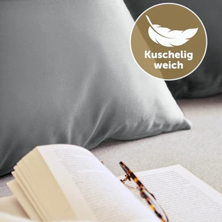 Blumtal Kissenbezug 2er Set - dekorativer Samt Kissenbezug mit verstecktem Reißverschluss, Kissenhülle für Zierkissen, waschbar – Bild 4