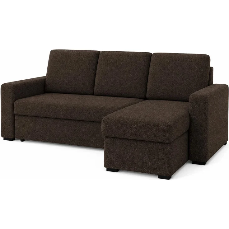 KRISAN MÖBEL Ecksofa WOJAN in Braun 210 x85 x 153 cm universell links oder rechts montierbar, mit Schlaffunktion und Bettkasten – Bild 1