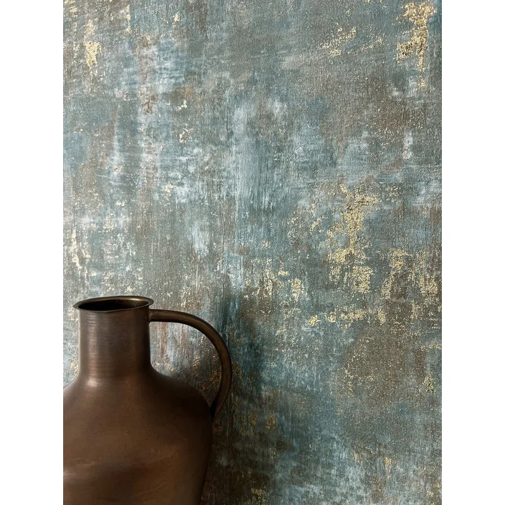 Newroom Vliestapete, Blau Tapete Modern Putz - Betonoptik Betonwand Braun Gold Industrial Bauhaus Beton Metallic für Schlafzimmer Wohnzimmer Küche – Bild 5