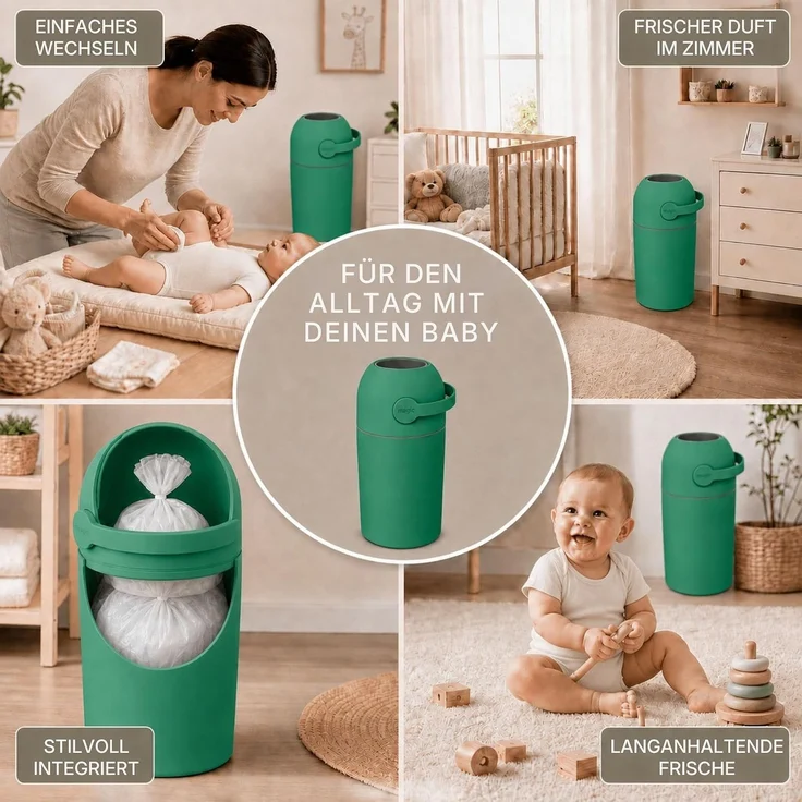 Set Magic Windeleimer, Abfalleimer mit Geruchsstopp, ohne Kassette + Windel | Hygienischer Mülleimer Geruchsdicht für Windeln ohne Kassette, Hygieneeimer für Windelentsorgung, Bad, Kinderzimmer, Küche – Bild 5