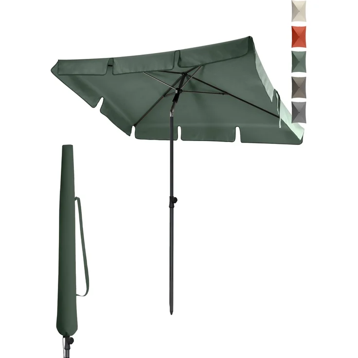 4smile Sonnenschirm Balkon in Grün - Sonnenschirm rechteckig 200x125 cm mit UV50+ Sonnenschutz | Balkon Schirm knickbar höhenverstellbar | Robuster Balkonschirm für optimalen Schatten