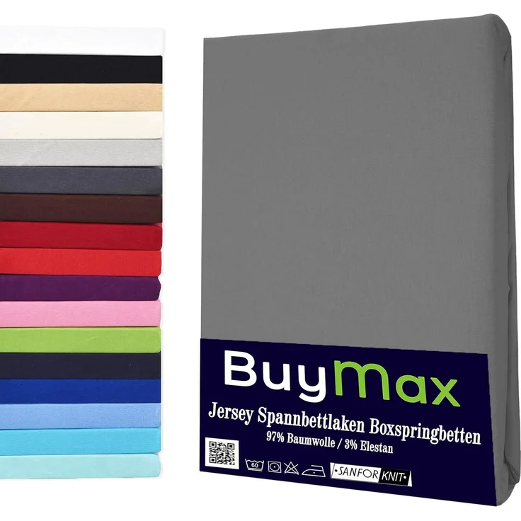 Buymax Spannbettlaken Wasserbett Spannbettlaken für Boxspringbetten Matratzen bis 35 cm Höhe, Jersey, Gummizug: Rundumgummi, (1 Stück), Spannbetttuch 97% Baumwolle, 3% Elasthan, atmungsaktiv, 40 cm Steghöhe – Bild 1