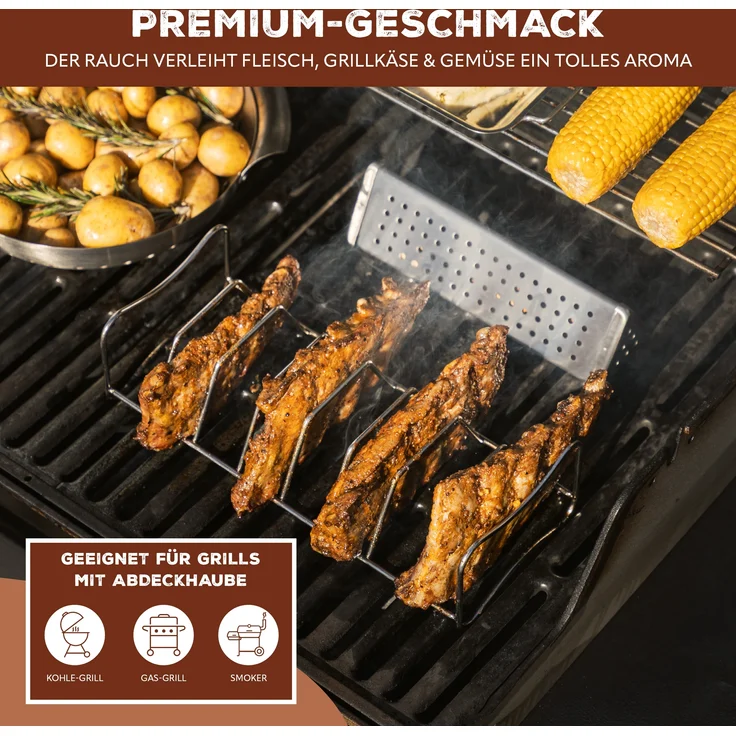 Räucherbox / Edelstahl, ca. 6 x 21 cm / Smokerbox BBQ für Raucharoma – Bild 4