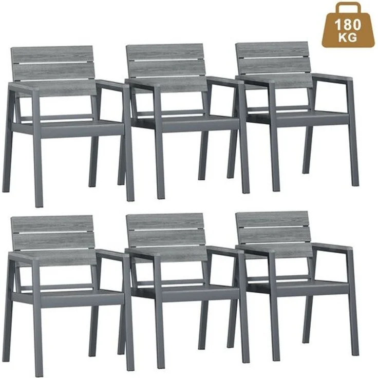 HOMALL Gartenstuhl stapelbar Aluminium Gartensessel Wetterfest, max Belastung 180kg (Set, 6 St), Korrosionsbeständigkeit, verstärkter Alu-Outdoorstuhl – Bild 4