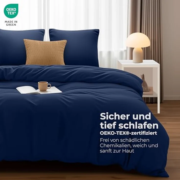Utopia Bedding Bettwäsche 155x220 - Mikrofaser Bettbezug 155x220 cm + 2 Kissenbezüge 80x80 cm - Marineblau – Bild 3
