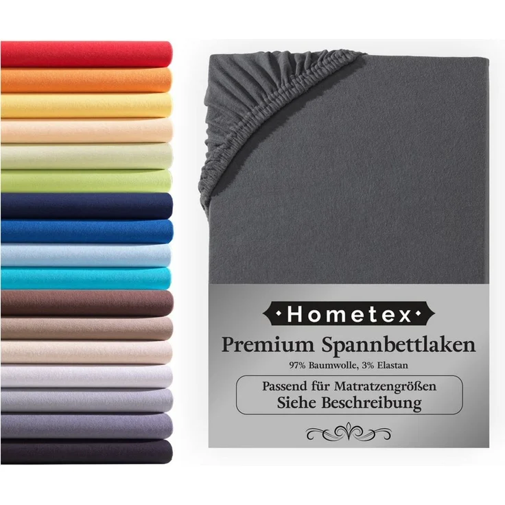 Hometex Premium Textiles Spannbettlaken Premium Boxspringbett Spannbetttuch ideal für Wasserbett und Matratzen, Jersey, Gummizug: Rundumgummizug, Spannbettlaken Premium Qualität 190 g/m², Gekämmte Baumwolle – Bild 1