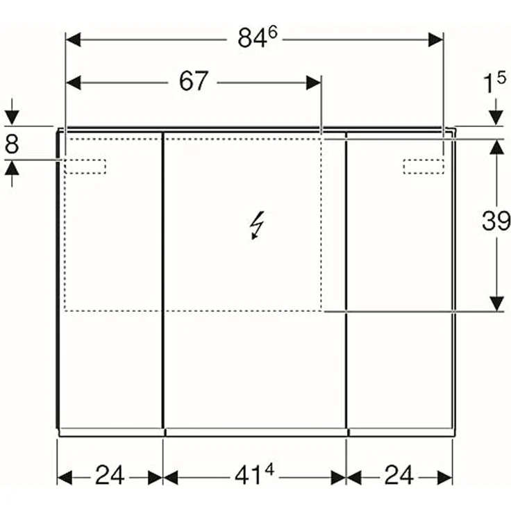 Geberit Option Plus Spiegelschrank mit Beleuchtung, drei Türen, Breite 90 cm, 500594001 - 500.594.00.1 – Bild 2