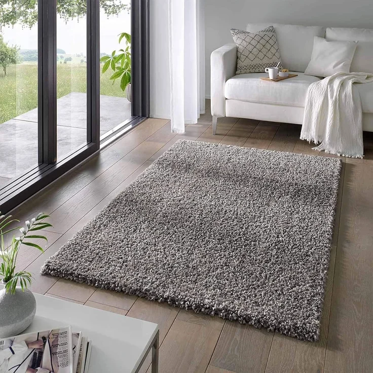 Taracarpet Shaggy Teppich Wohnzimmer Venezia Hochflor Langflor Teppiche modern Anthrazit 140x200 cm – Bild 1