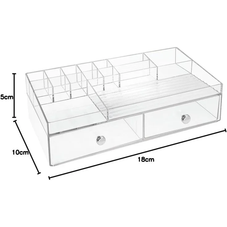Schminkaufbewahrung Kosmetik Organizer 2 Schubladen mDesign transparent – Bild 2