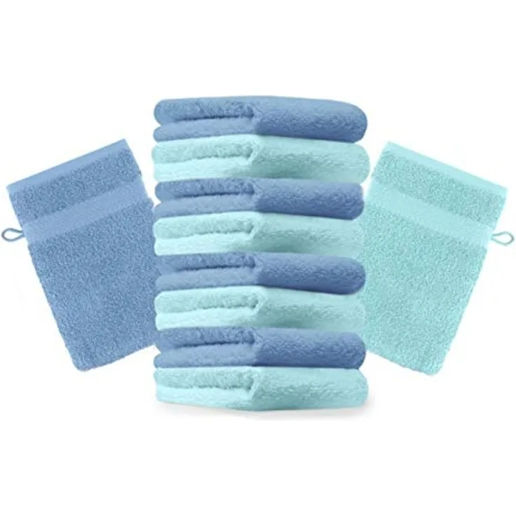 Betz Waschhandschuh 10 Stück Premium 16x21 cm Farbe türkis und hellblau, (Set, 10-St)