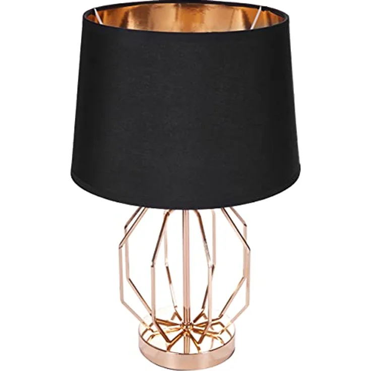 BRUBAKER Vintage Gitter Muster Tisch- oder Nachttischlampe, moderne Metallleuchte in Gold Schwarz, 45 cm Höhe – Bild 1
