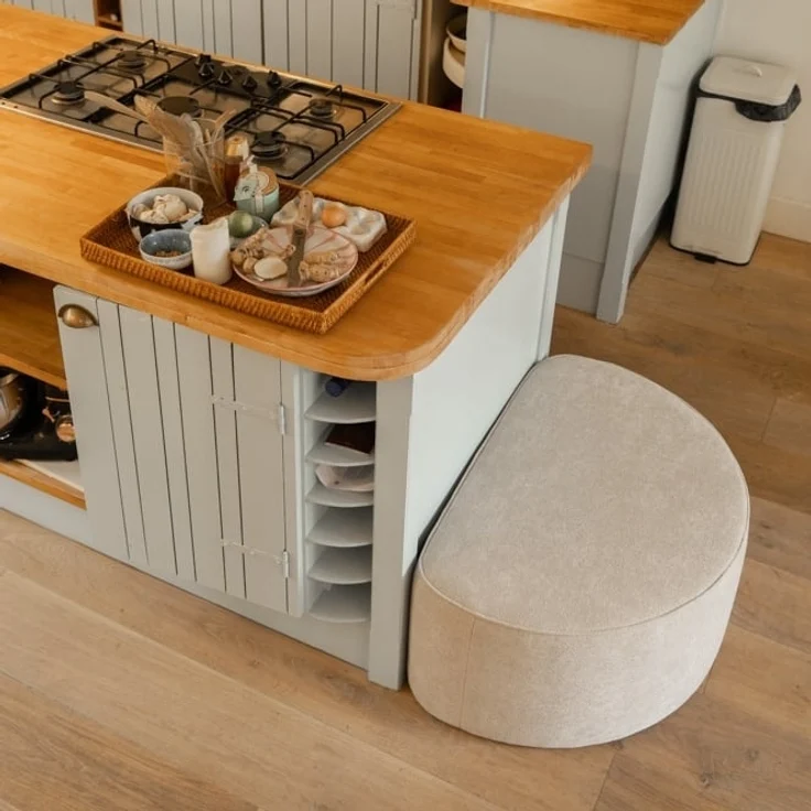 Bronx71 Hocker Lune halbrund Chenille beige – Bild 7