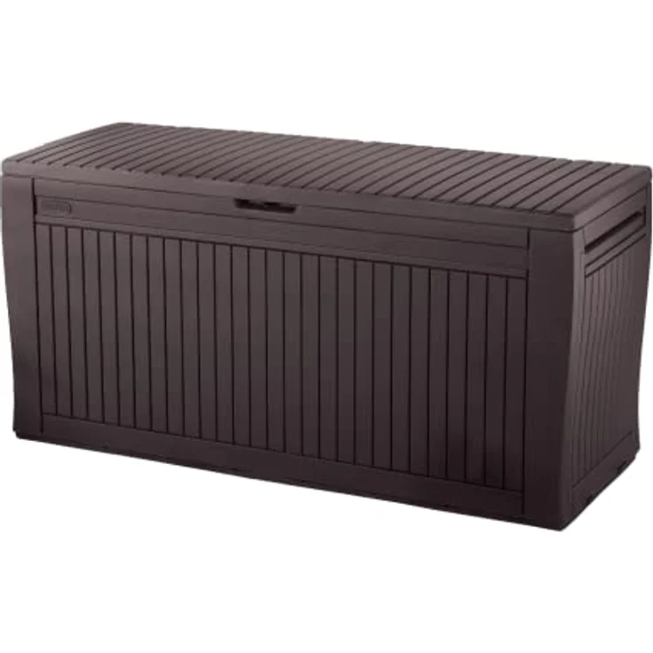 Curver Keter Comfy Gartenbox, Auflagenbox und Sitzmöglichkeit, 270L, braun, wetterbeständig – Bild 1