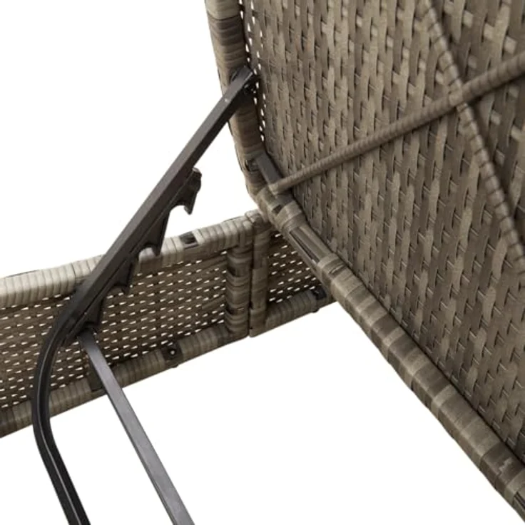 vidaXL Doppel-Sonnenliege Grau, 3-fach verstellbare Gartenliege mit abnehmbaren Kissen aus Poly Rattan – Bild 6