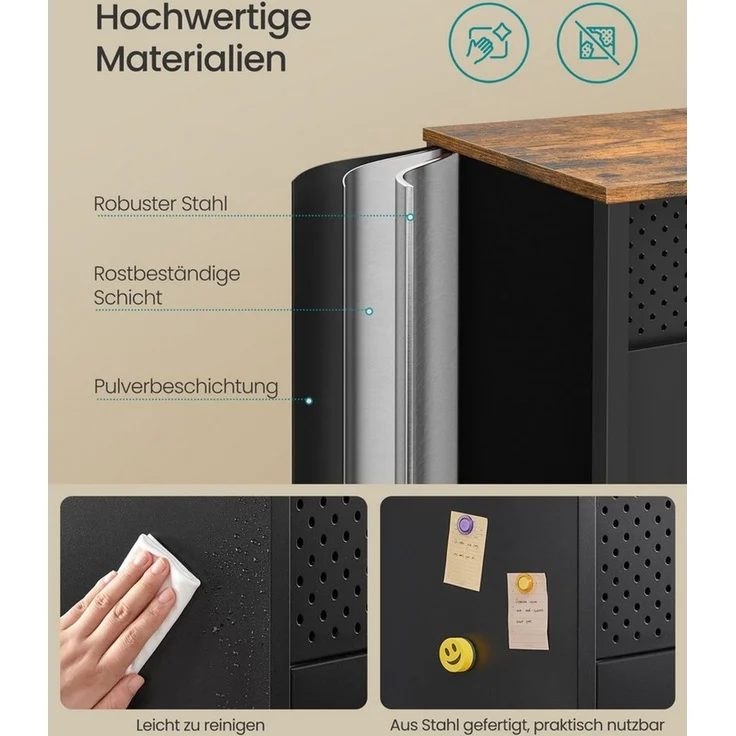 Songmics Aufbewahrungsschrank, Holzspannplatte braun, 40 x 110 x 76 cm – Bild 2