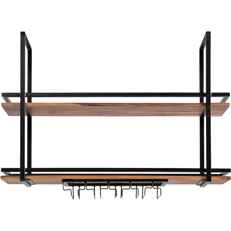 Hängeregal massivum Aro 120 cm Metall Holz braun Deckenregal mit Glashalter Küchenregal Barregal Industrial Design 120x80x25 cm – Bild 5