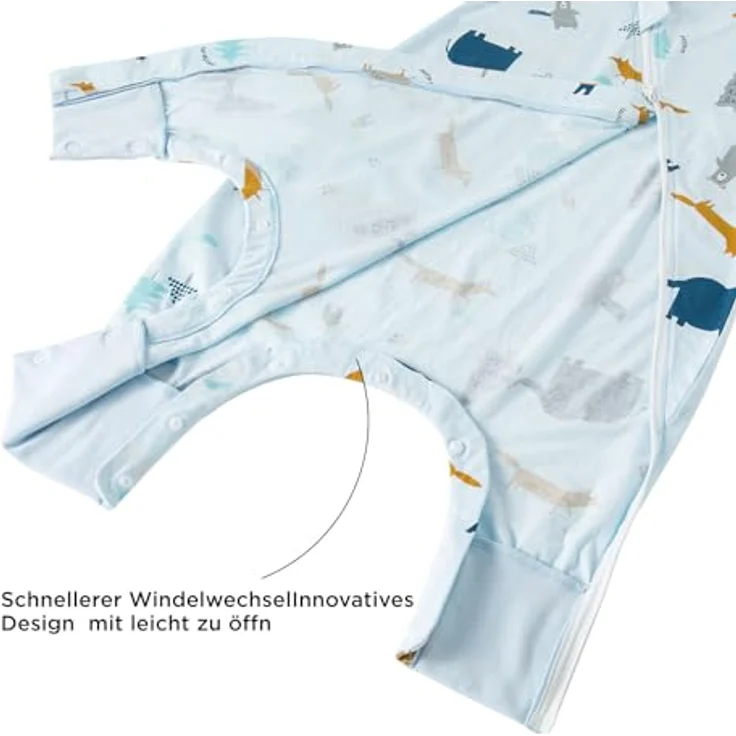 Duomiaomiao Schlafsack mit füßen, Sommerschlafsack mit füßen,100% Baumwolle Baby,Sommerschlafsäcke Baby 0.5 tog mit Atmungsaktiv, Cartoon-Elefant – Bild 6