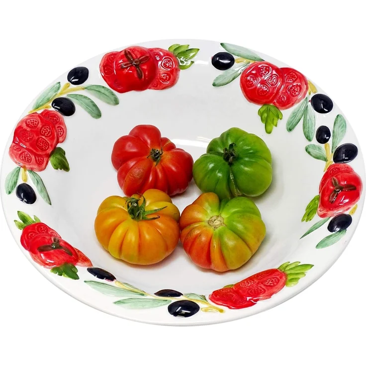 Lashuma Obstschale Tomate Olive, Keramik, (1-tlg), Pasta Schüssel rund Ø 27 mit Relief Dekor – Bild 7