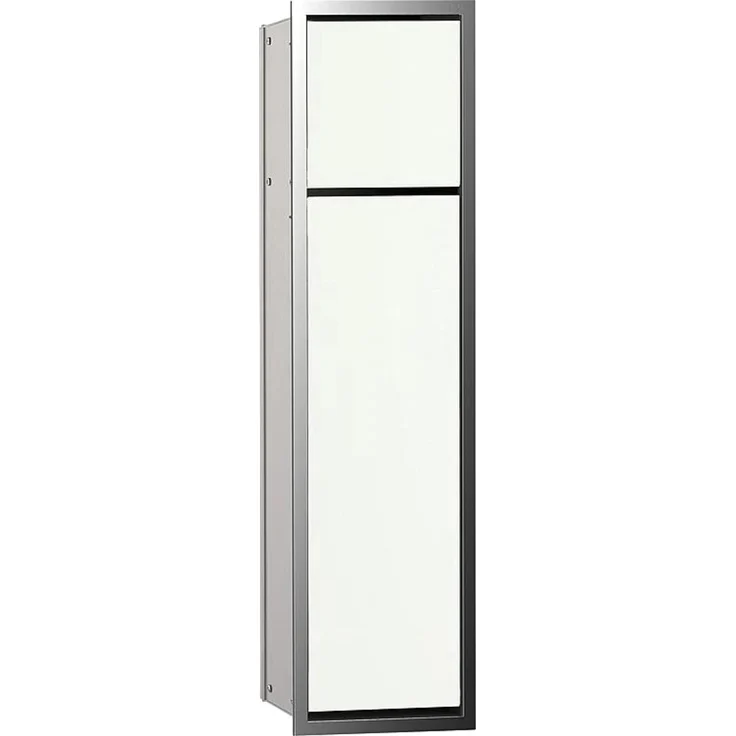 Emco Asis 150 Unterputz-Schrankmodul für das Gäste-WC, Badezimmerschrank als Toilettenpapierhalter & für die Klobürstengarnitur, Hochschrank mit Push to Open-Funktion, optiwhite